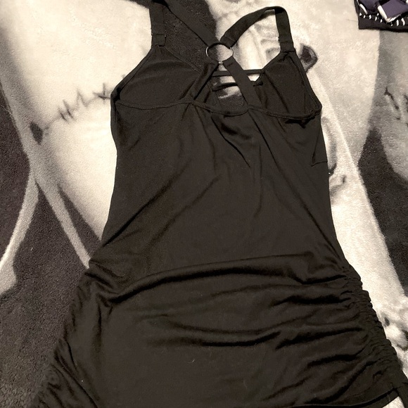 Sexy longer black shirt ties strings along sides - Picture 1 of 4